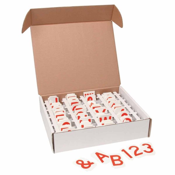 Brady Quik-Align Assorted Numbers, Letters & Punctuation 4 in Polyester Lbls Red 550 Pieces 175397
